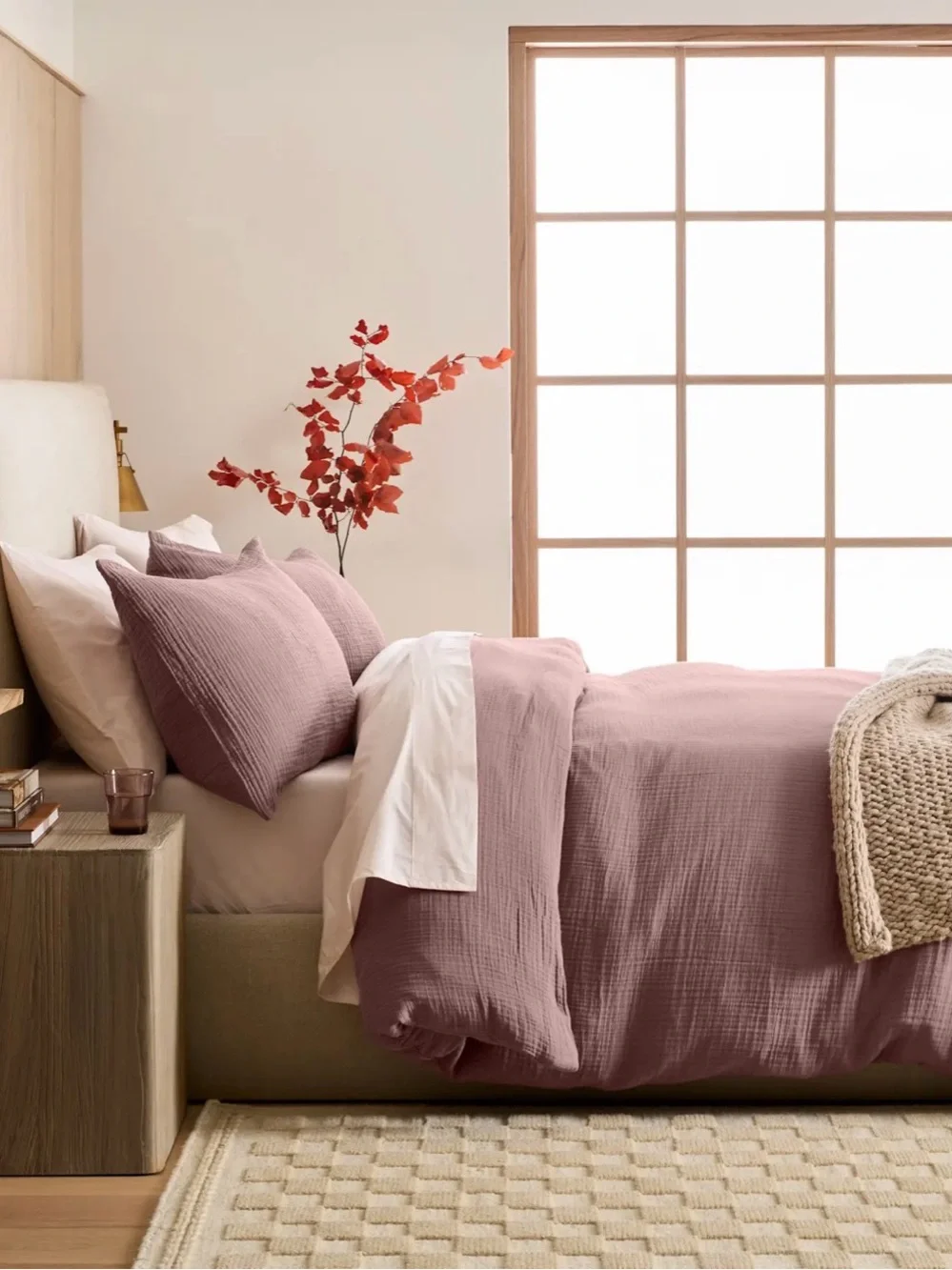 Organic Cotton Gauze Duvet Cover King / California King in Fig - NWOT